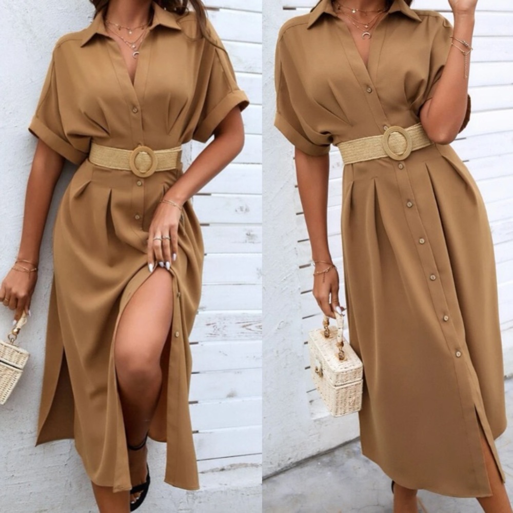 Boho button up batwing sleeve dress - Picture 7 of 14